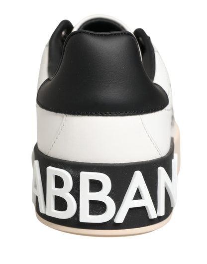 White Low Top Portofino Leather Sneakers Shoes