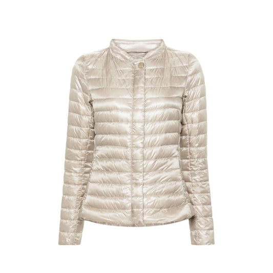 Beige Polyamide Full-Length Jacket
