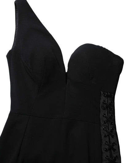 Black One Shoulder Neckline Long Gown Dress