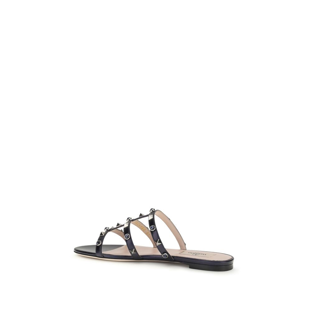 Blue Napa Leather / Calf Bos Taurus Flat Sandals