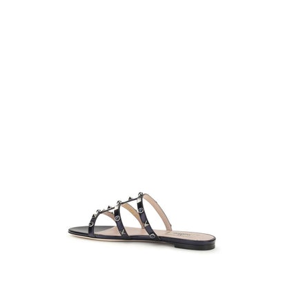 Blue Napa Leather / Calf Bos Taurus Flat Sandals