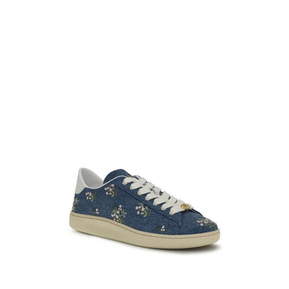 Blue Fabric Low Top Sneakers