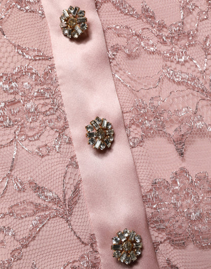 Pink Corded Floral Lace Kaftan Midi Dress