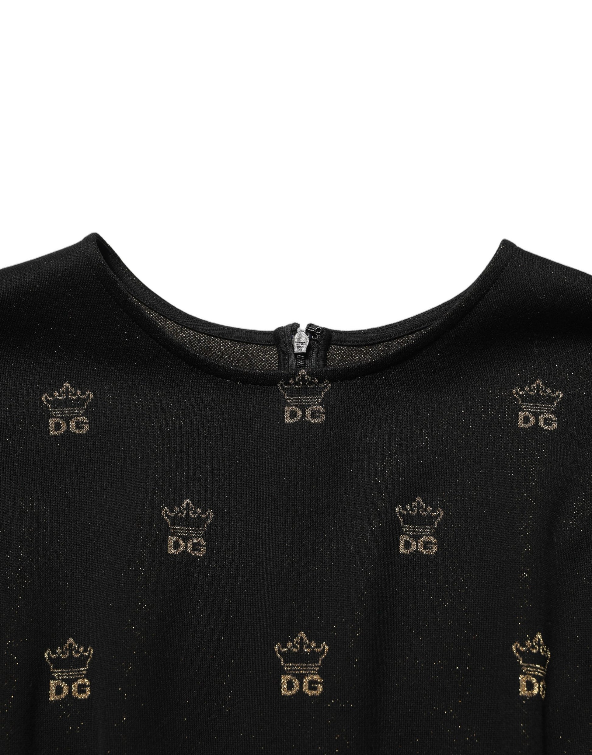 Black DG Crown Short-Sleeve Sheath Dress