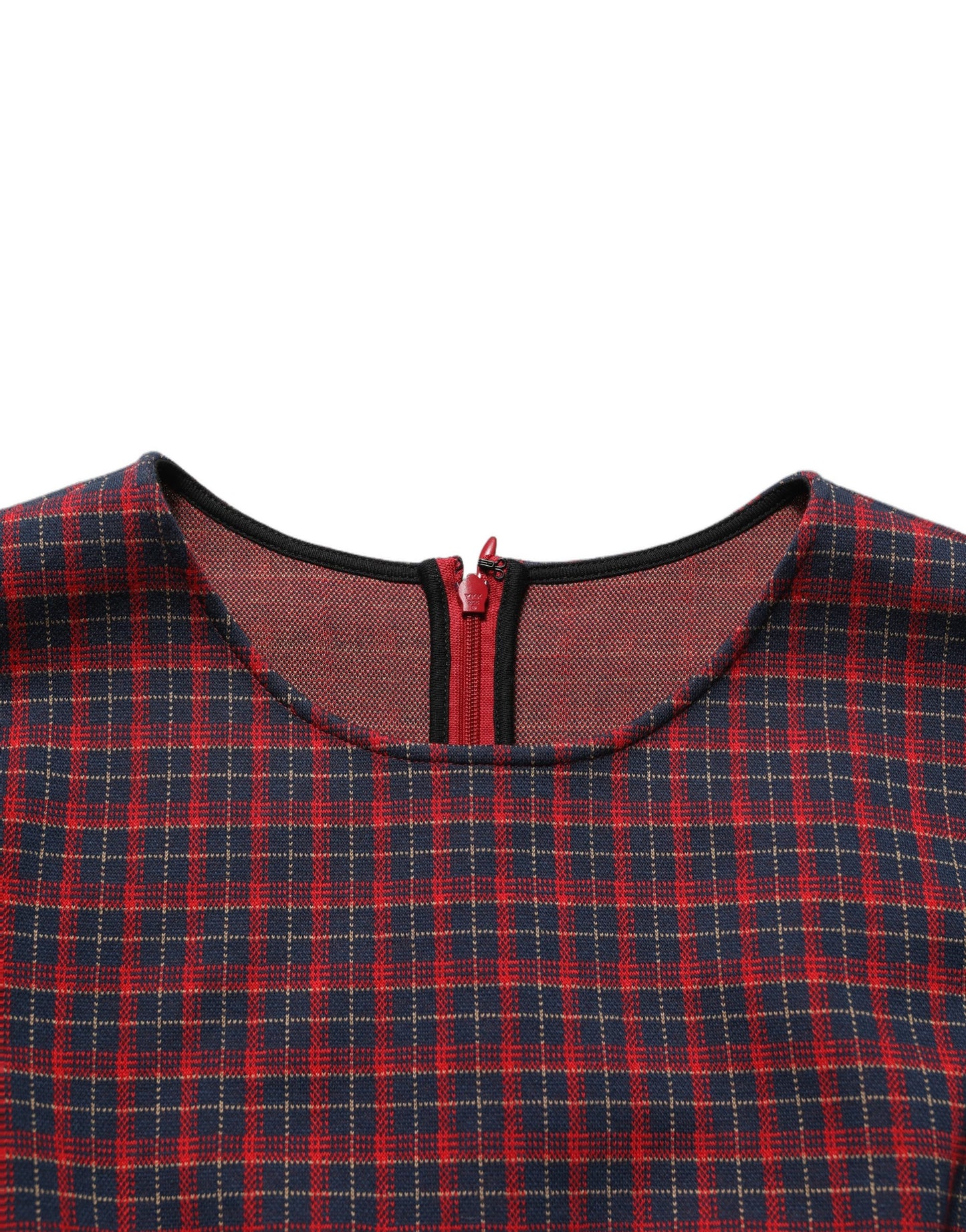Red Black Checkered ShortSleeve Sheath Dress