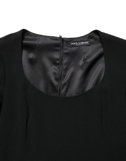 Black Long Sleeves Scoop Neck Mini Dress