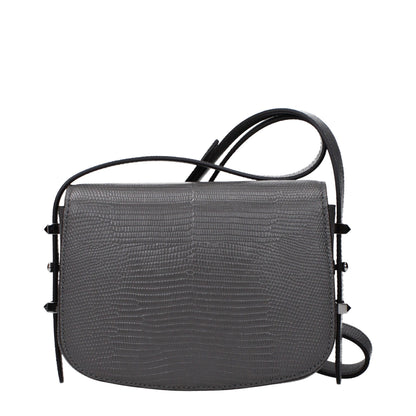 Gray Leather Shoulder Bag