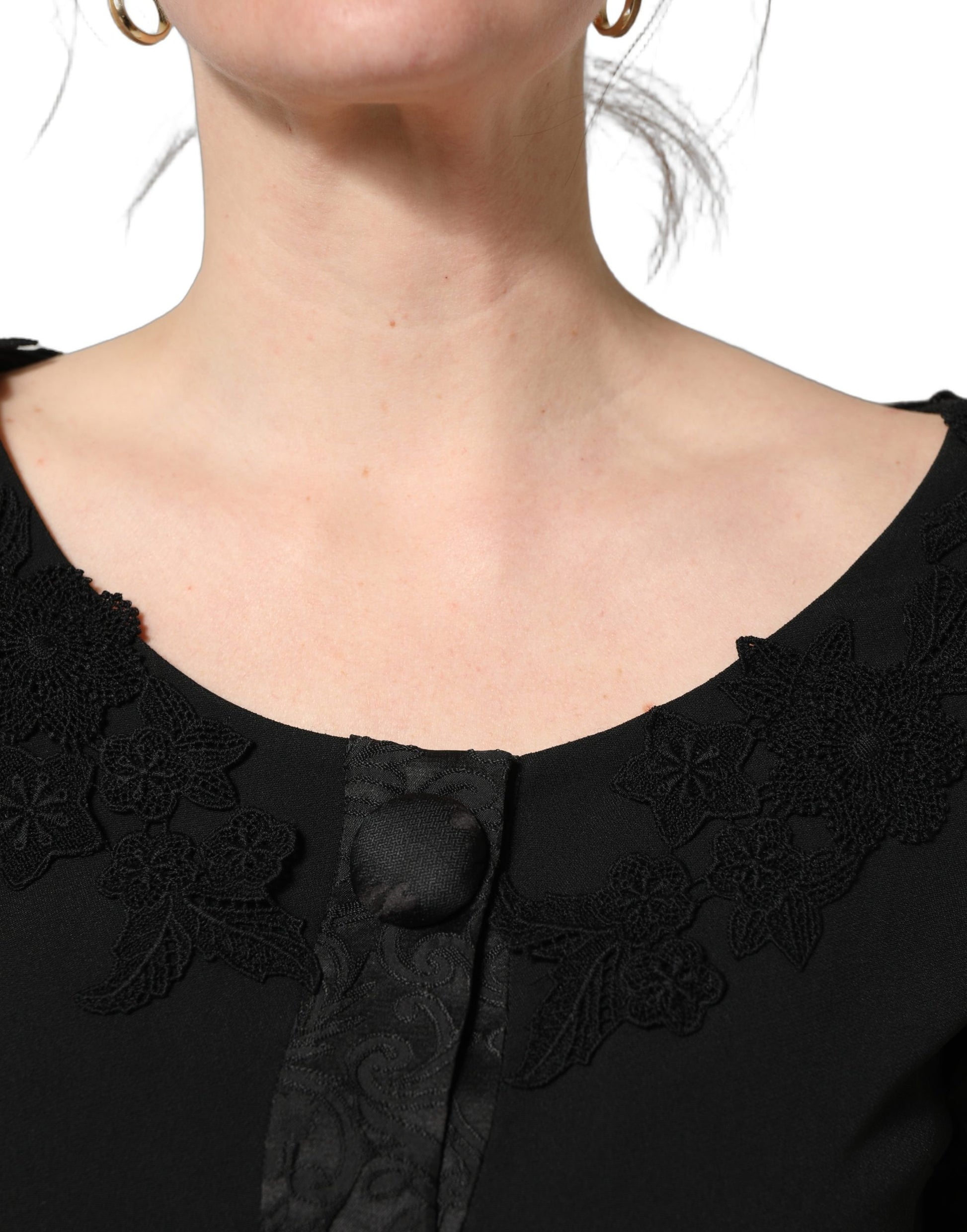 Dark Gray Button Fastening Lace Trimmed Blazer Jacket