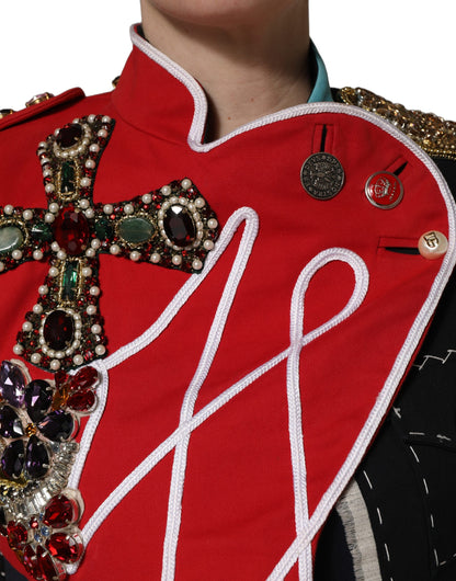 Multicolor Asymmetrical Ornate Jewel Cropped Jacket