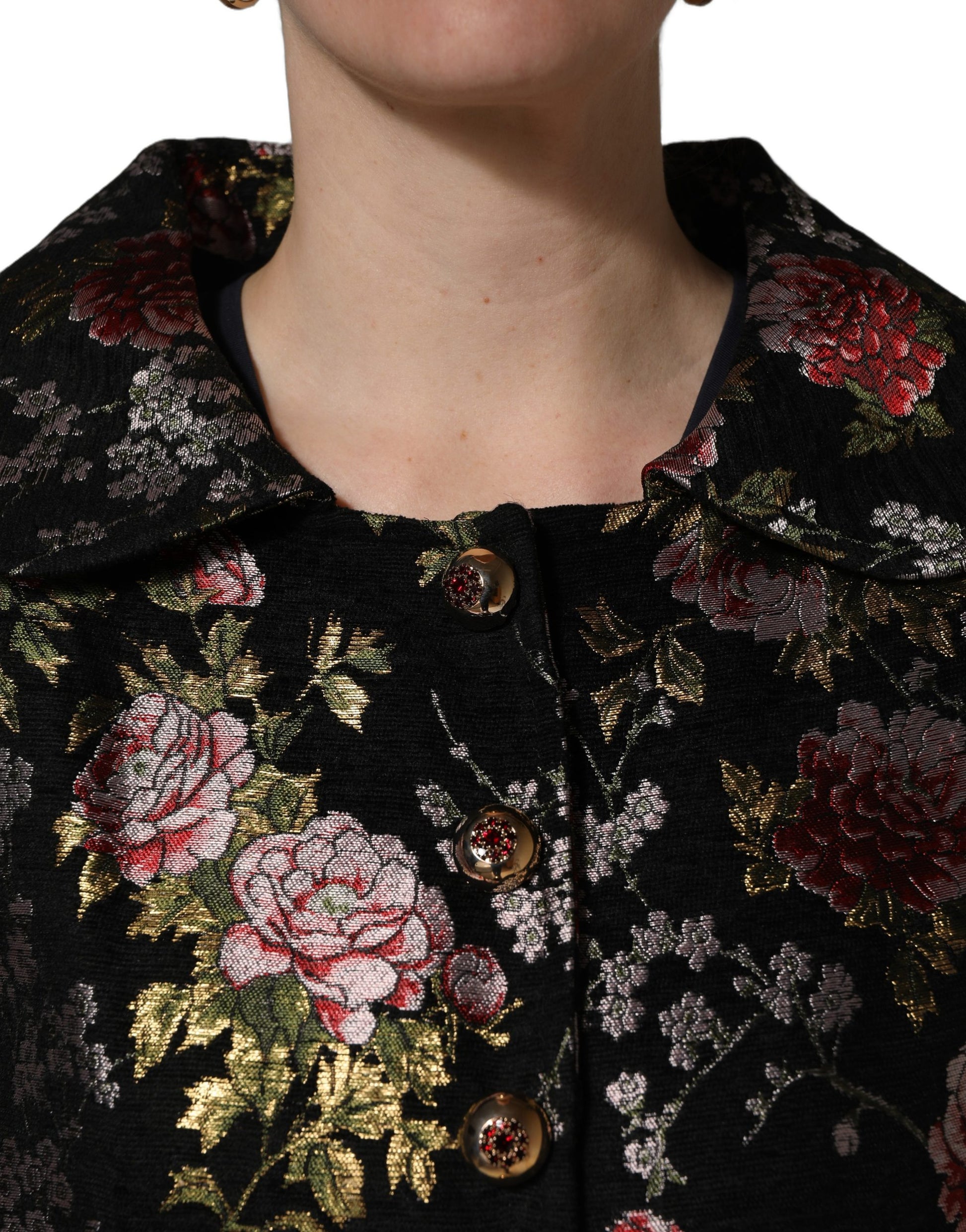 Multicolor Floral Brocade Blazer Jacket