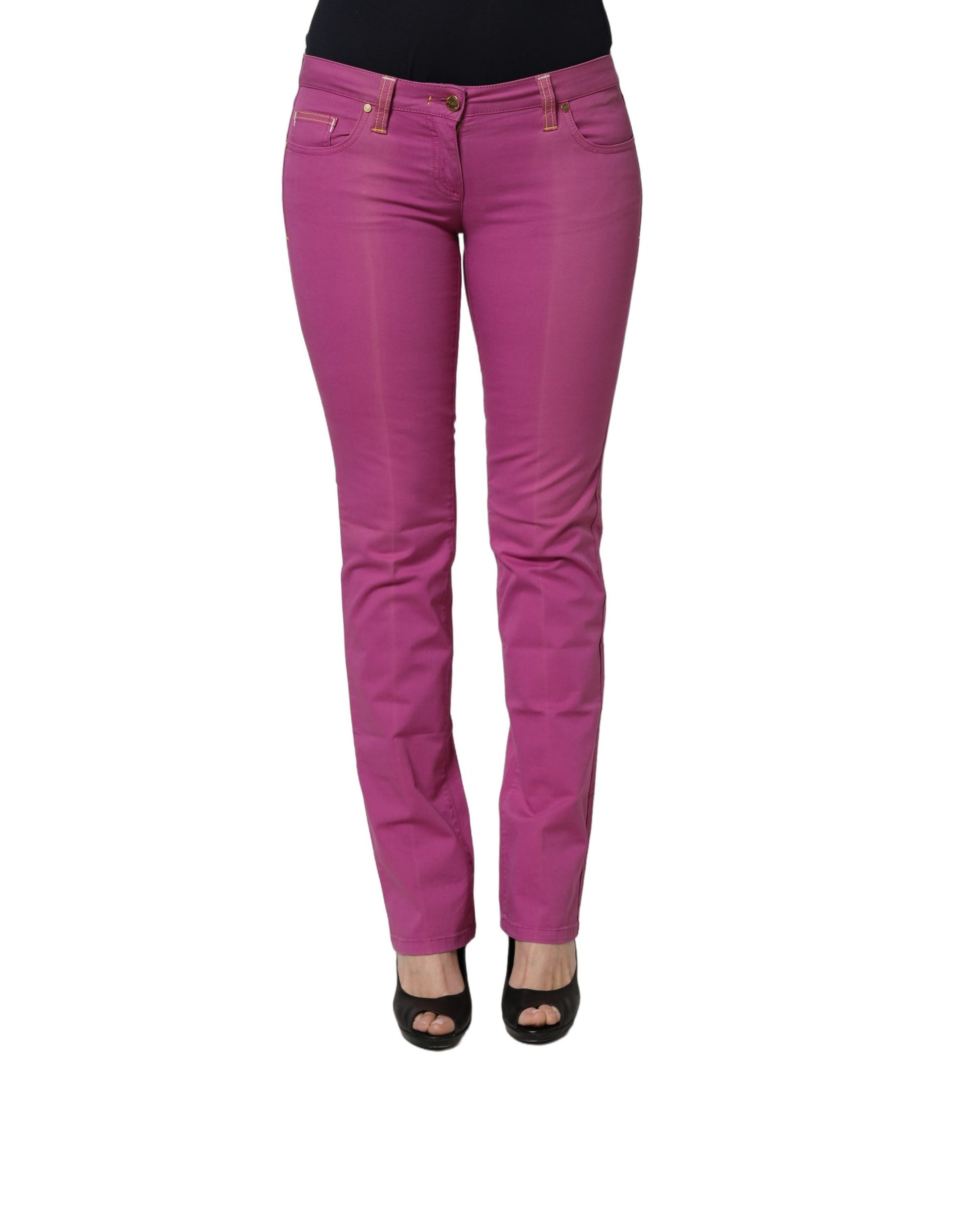 Purple Cotton Slim Fit Denim Trouser Jeans