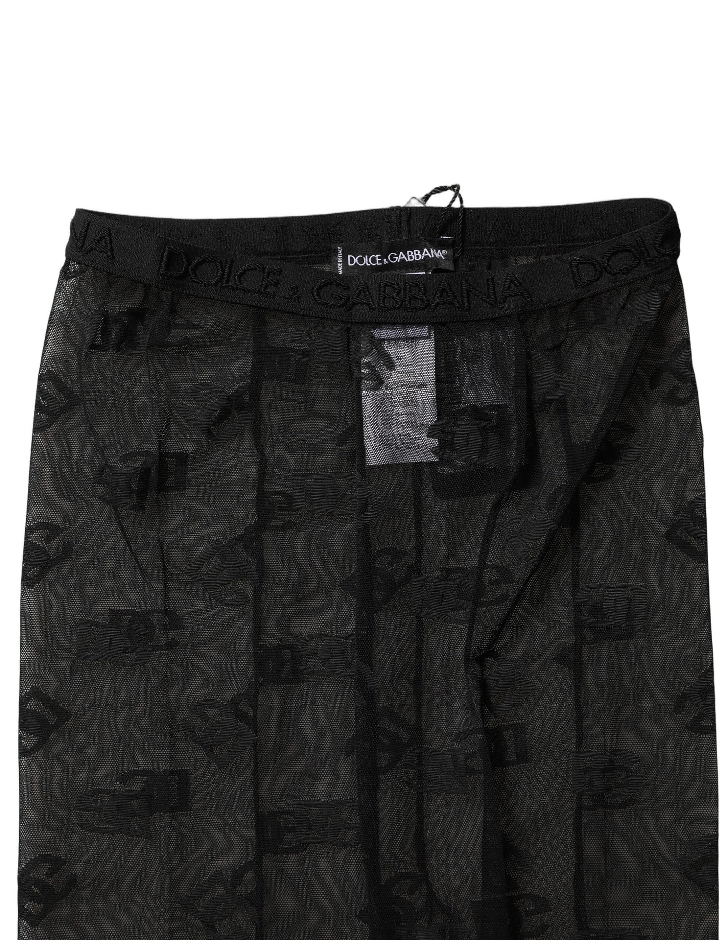 Black Nylon Logo Pattern Tights Stockings Socks