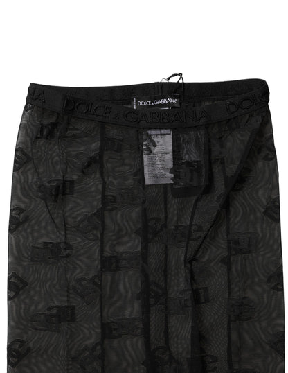 Black Nylon Logo Pattern Tights Stockings Socks