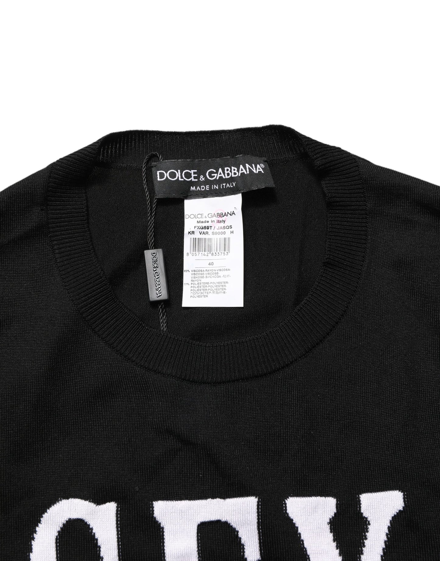 Black Graphic Print Long-Sleeved Top
