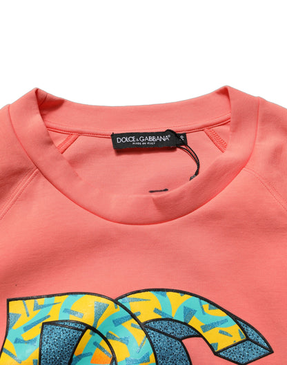 Pink Graphic Crew Neck Cropped Sweatshirt Sweater