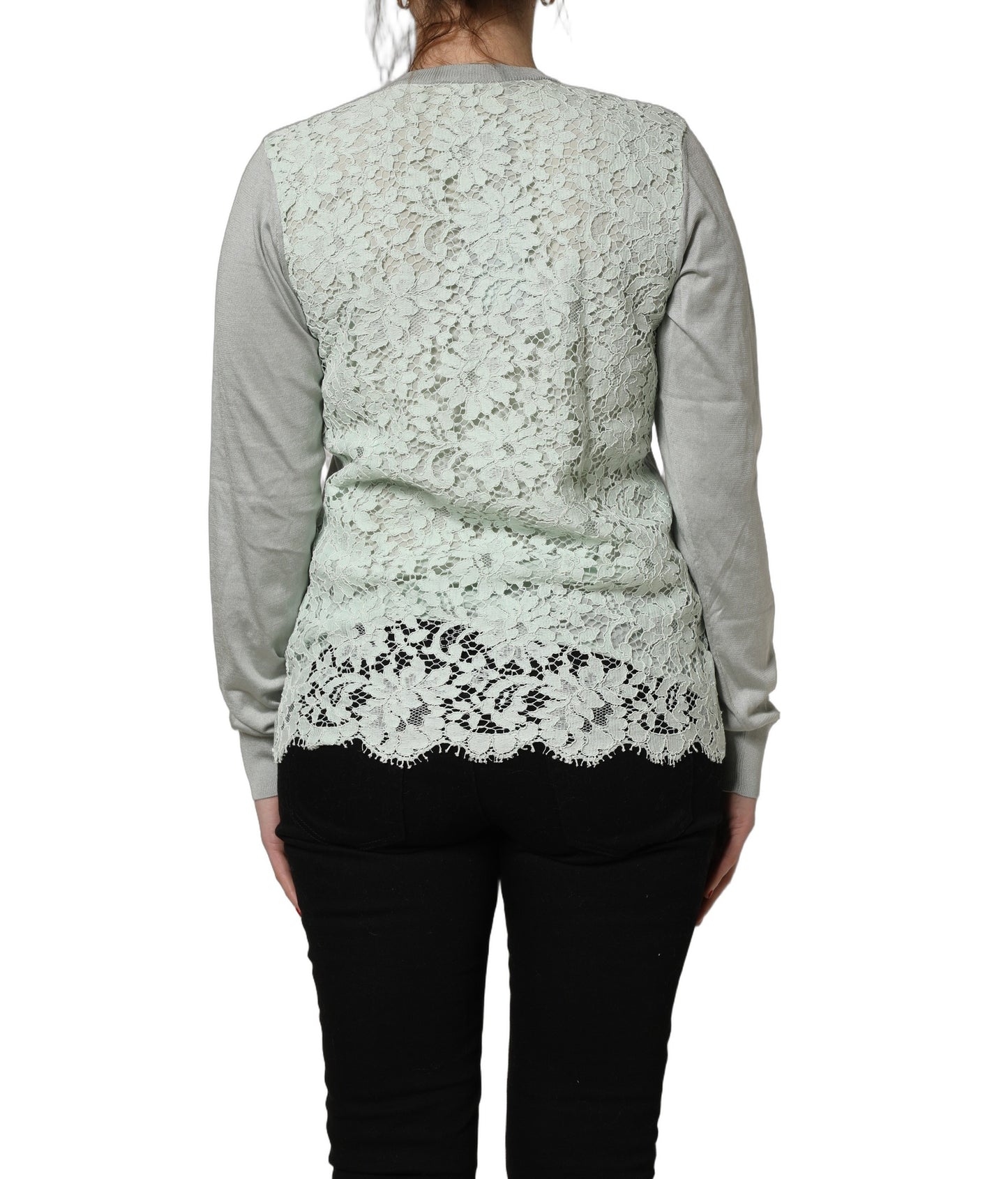 Green Button Down Silk Long Sleeve Cardigan Sweater