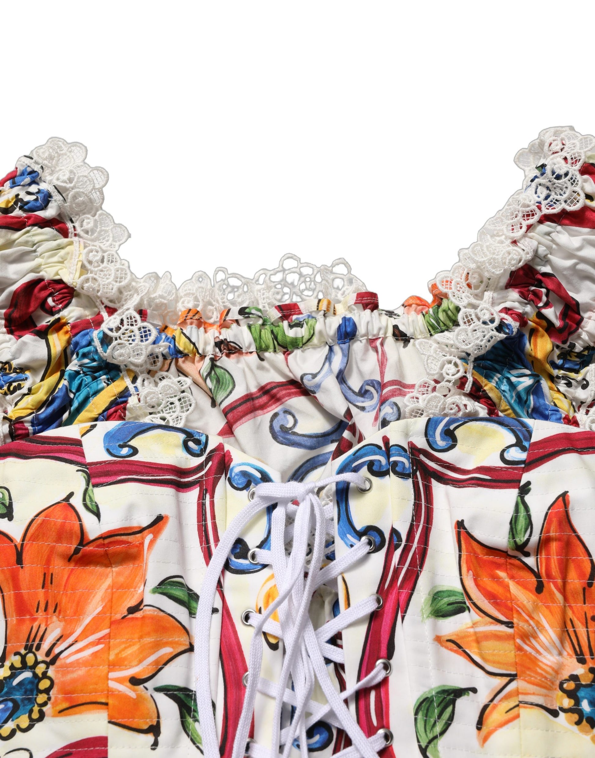Multicolor Majolica Corset Sleeveless Top