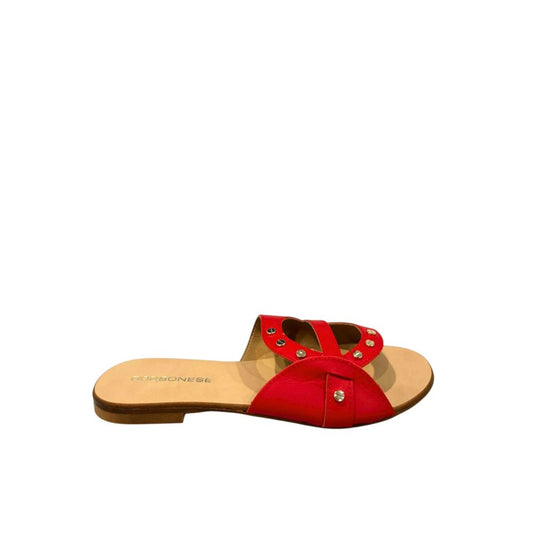 Red Leather Women Sandal