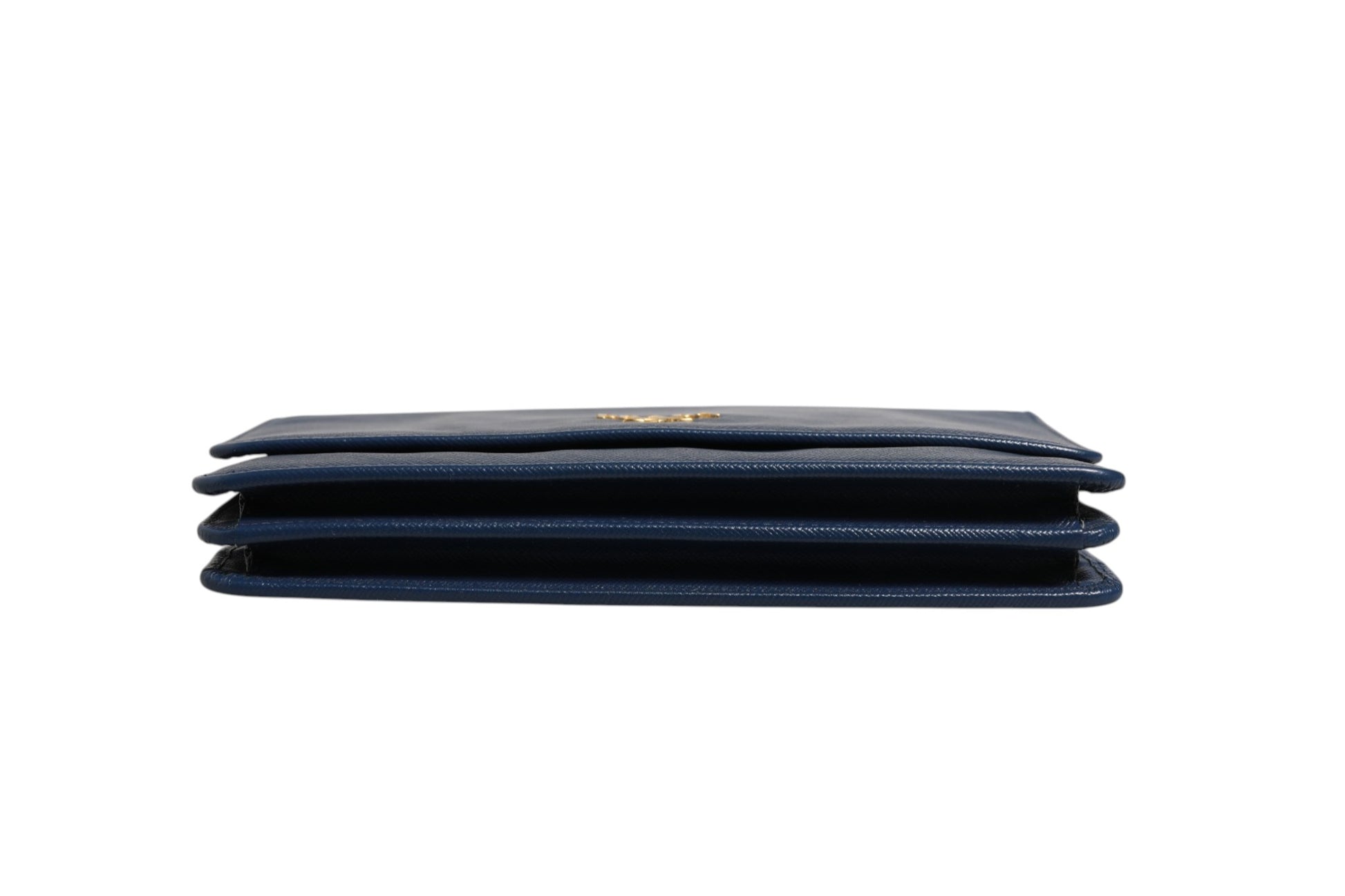Blue Saffiano Leather Wallet on Chain Clutch Bag
