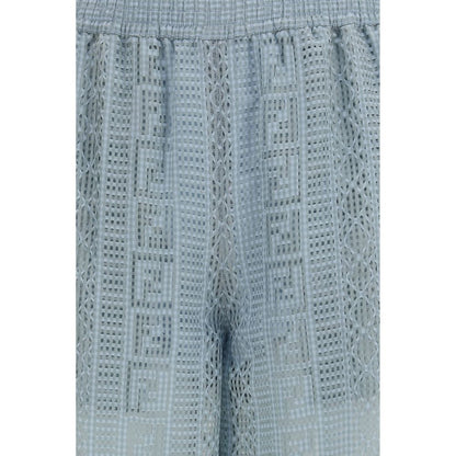 Blue Viscose Casual Pants
