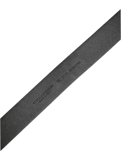 Black Leather Prince Crown Logo Buckle Belt