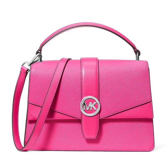 Michael Kors Outlet Greenwich Medium Saffiano Leather Satchel - DragonFruit