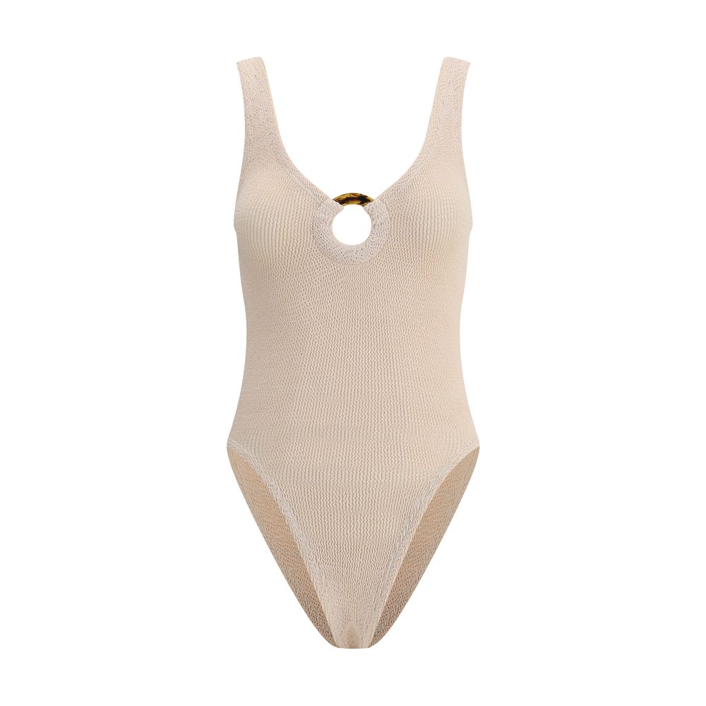 Beige Polyamide One-Piece Swimsuit