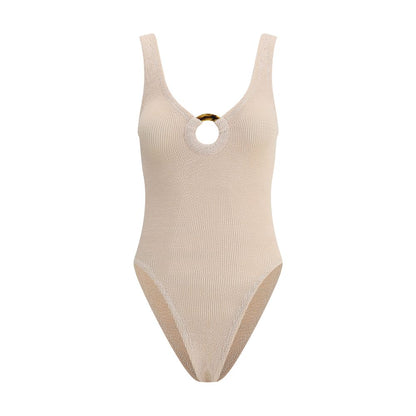 Beige Polyamide One-Piece Swimsuit