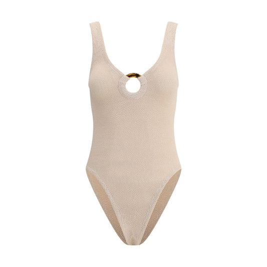 Beige Polyamide One-Piece Swimsuit