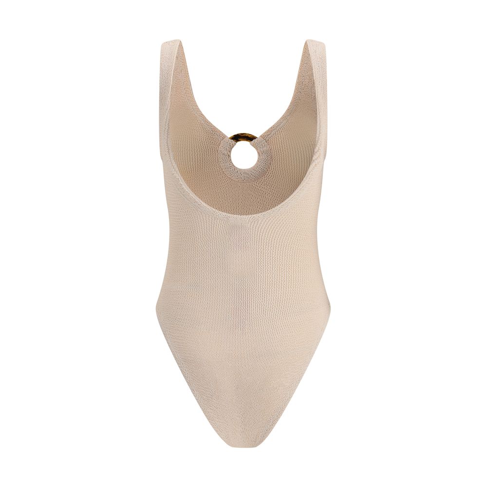 Beige Polyamide One-Piece Swimsuit