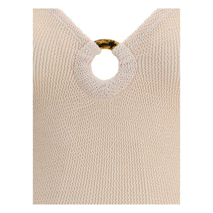 Beige Polyamide One-Piece Swimsuit
