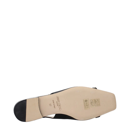 Black Leather Flats