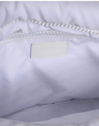 White Logo Plaque Polyester Quilted Shoulder Borse Bag