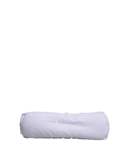 White Logo Plaque Polyester Quilted Shoulder Borse Bag
