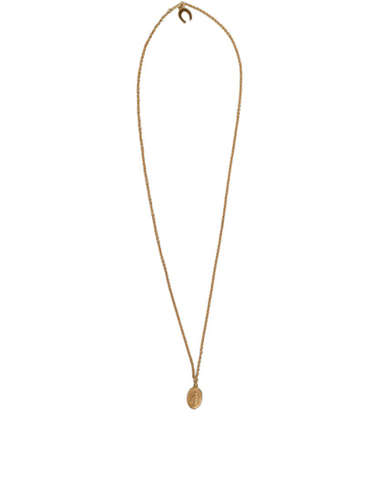 Gold Tone Brass Virgin Mary Medallion Pendant Necklace