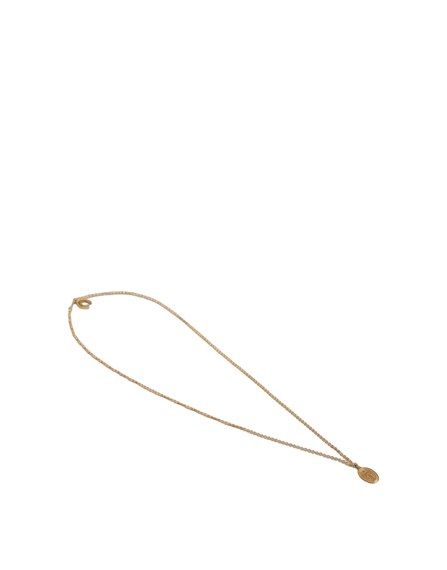 Gold Tone Brass Virgin Mary Medallion Pendant Necklace