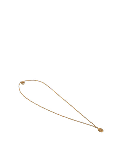 Gold Tone Brass Virgin Mary Medallion Pendant Necklace