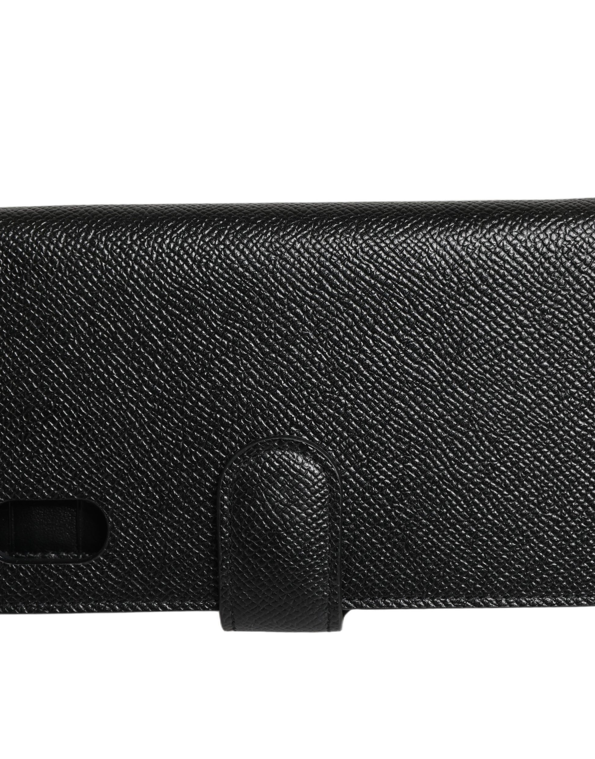 Case Flip Cover Black Calf Leather iPhone X - XS Phone
