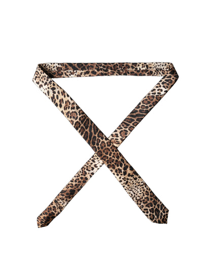 Brown Leopard Print Silk Adjustable Men Necktie Tie