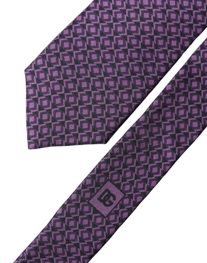 Purple Patterned 100% Silk Adjustable Men Necktie Tie