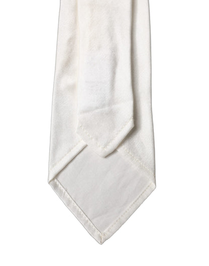White Solid Silk Blend Adjustable Men Tied Necktie Tie
