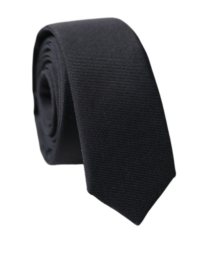 Black Solid 100% Silk Adjustable Men Tied Necktie Tie