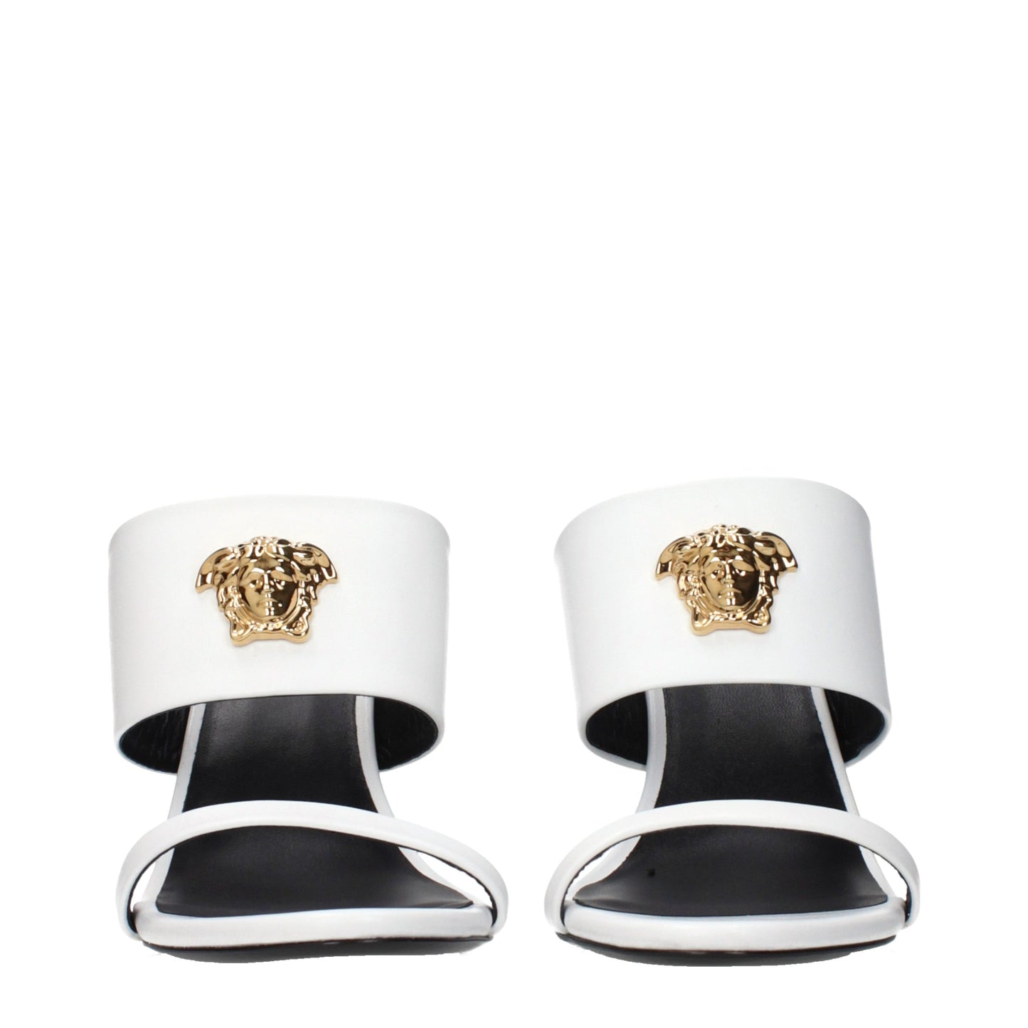 White Leather Stiletto Heel Sandals