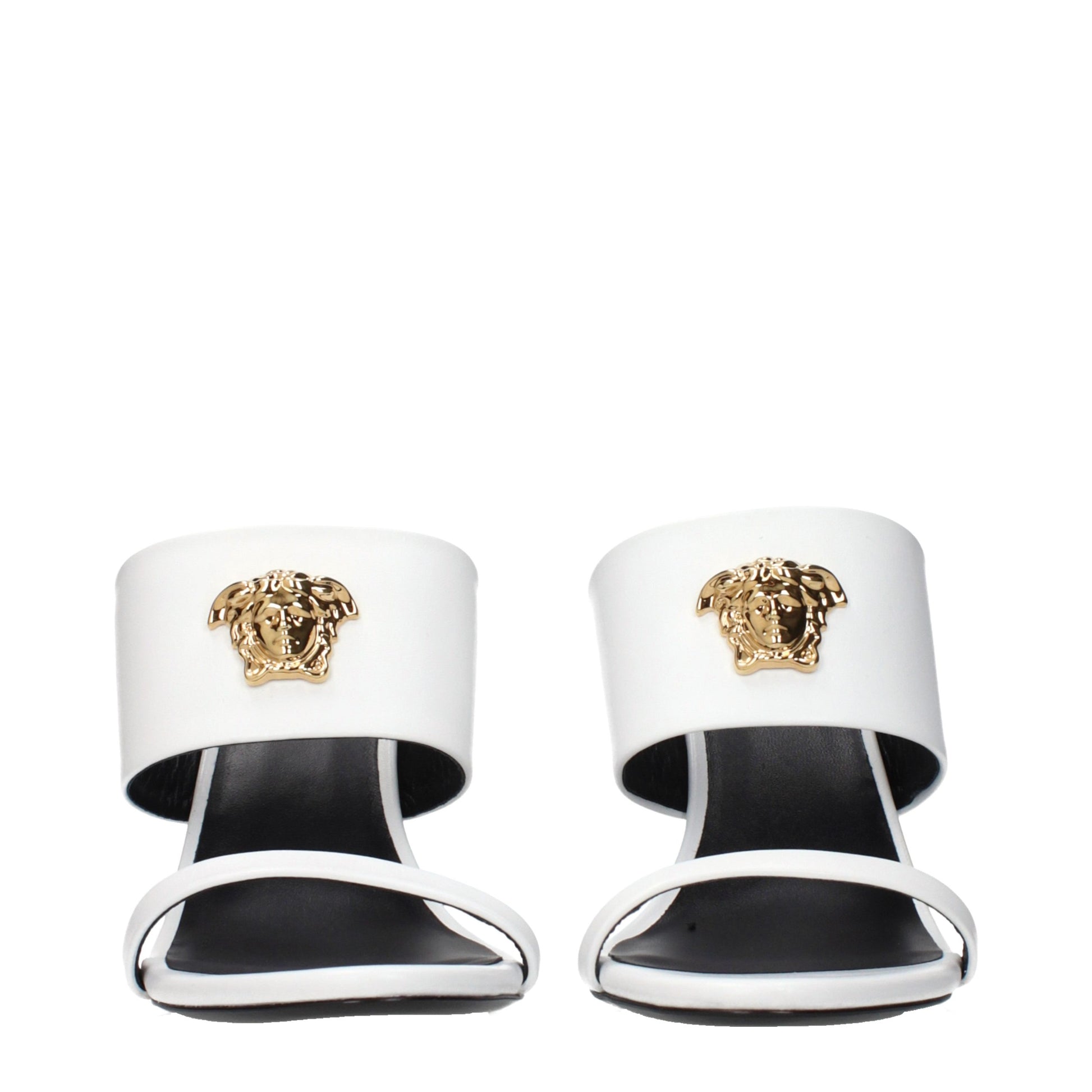 White Leather Stiletto Heel Sandals