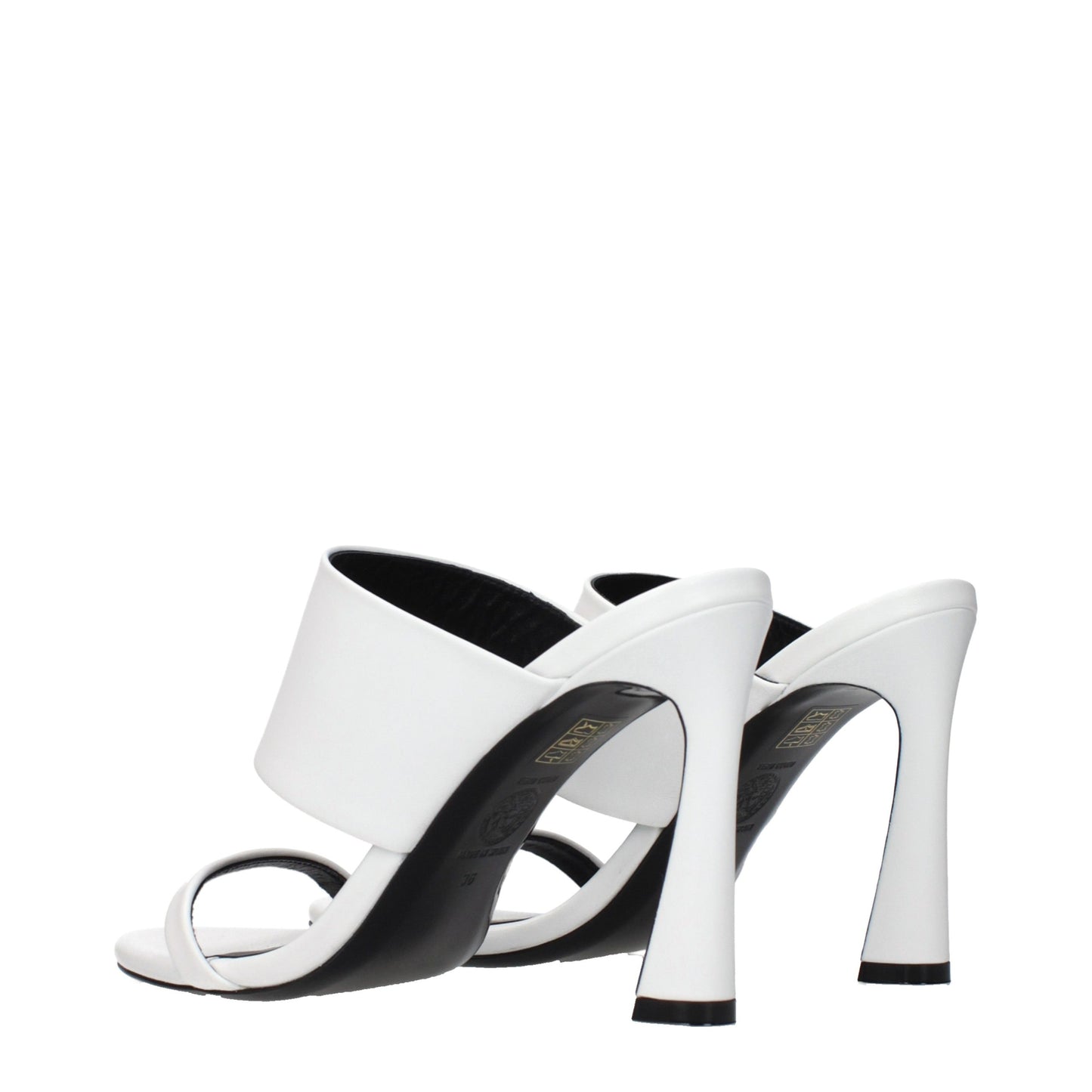 White Leather Stiletto Heel Sandals