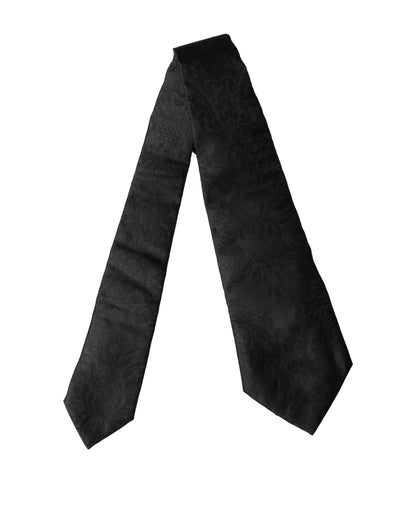 Black Paisley Woven Silk Adjustable Women Necktie Tie