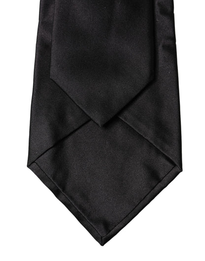 Black Satin Silk Blend Adjustable Women Tied Necktie Tie