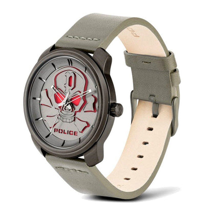 Gray Leather Dress Watch