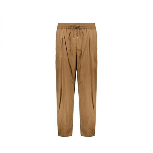 Brown Elastane Casual Pants