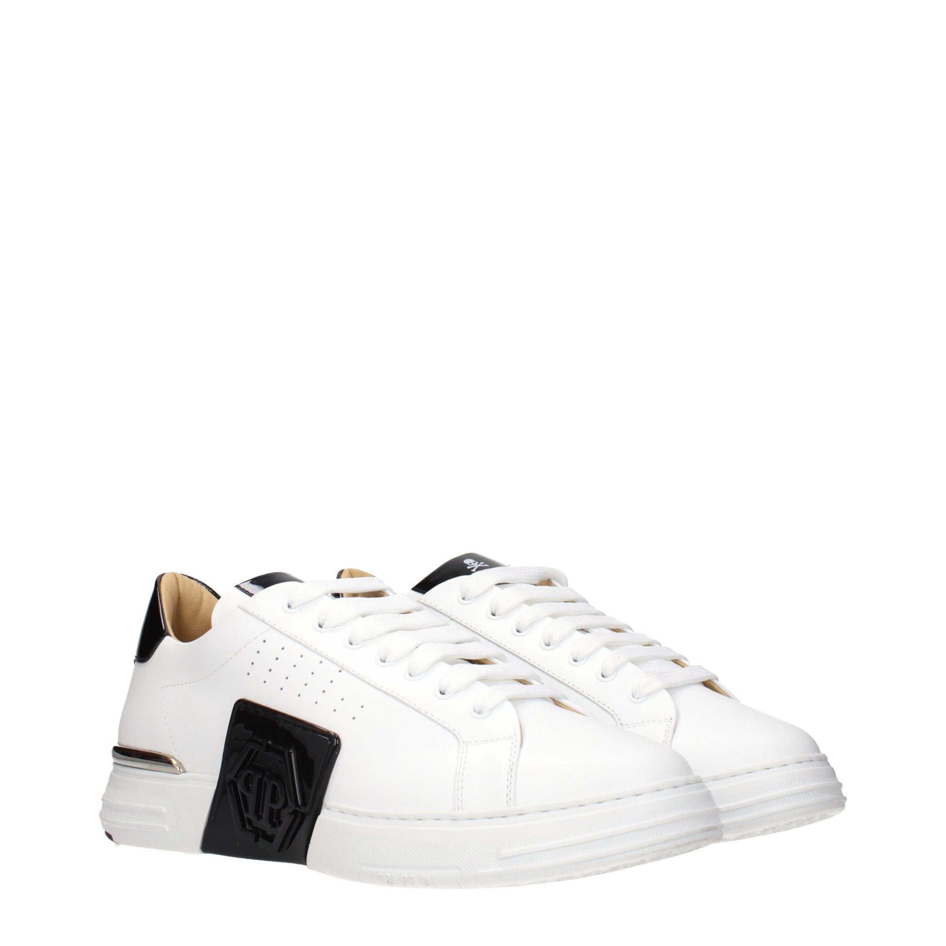 White Leather Low Top Sneakers
